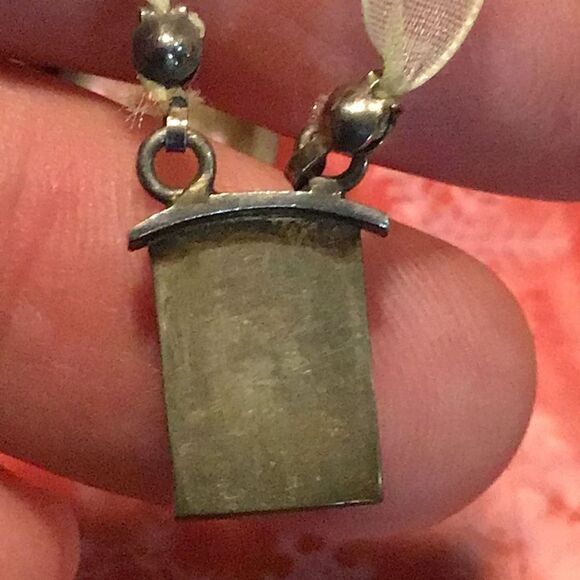 Vintage sterling silver and mother of pearl ribbon chocker necklace - Picture 7 of 8